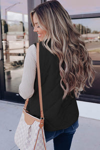 MyVoiceMyFight Jackets & Coats Black and Gray Fleece Lined Quilted Zip up Women's Vest Coat