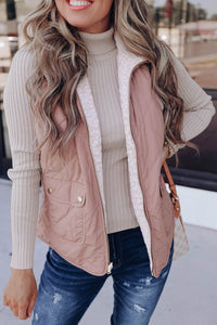 MyVoiceMyFight Jackets & Coats Black and Gray Fleece Lined Quilted Zip up Women's Vest Coat