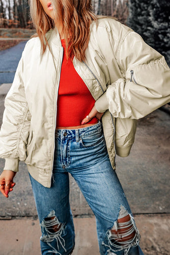 MyVoiceMyFight Coats Solid Color Puffer Zipped Coat
