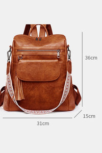 MyVoiceMyFight Accessories Tassel Retro Brown Backpack